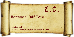 Berencz Dávid névjegykártya